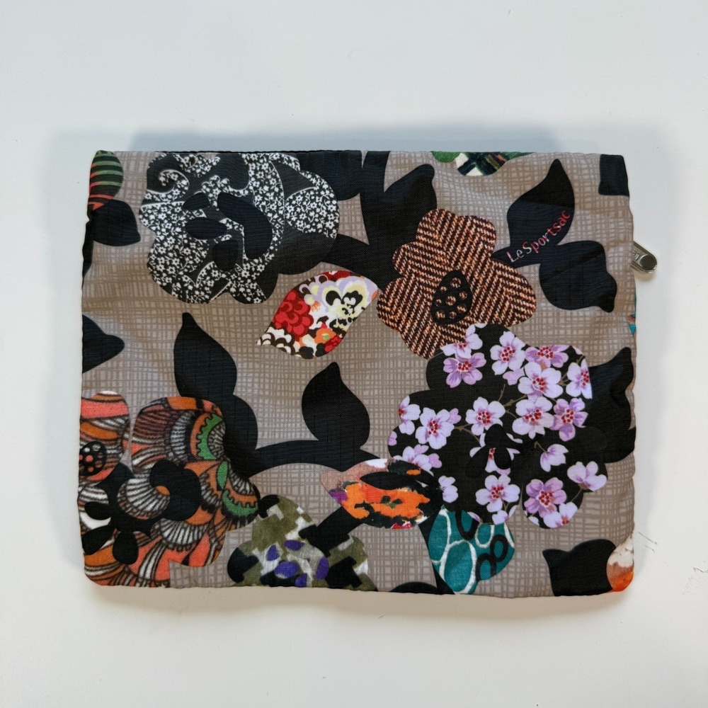 LeSportsac Classic Zipper Travel Pouch 8.75x7" Small Cosmetic Bag Floral Pattern - Picture 2 of 6